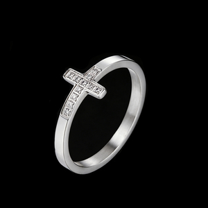 <span class=keywords><strong>Bague</strong></span> en <span class=keywords><strong>argent</strong></span> sterling 925 minimaliste, bijoux délicats, <span class=keywords><strong>croix</strong></span> en moissanite, diamant pour femmes - Product Image 1