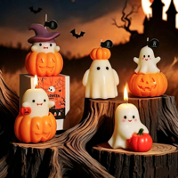 Lilin Halloween Set Lilin Beraroma Labu Hantu Lucu Buatan Tangan Hadiah Kecil Praktis Dekorasi Suasana Kreatif