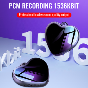 Máy ghi âm kỹ thuật số <span class=keywords><strong>mini</strong></span> hình trái tim di động tích hợp máy nghe nhạc MP3, có dây đeo cổ - Product Image 3