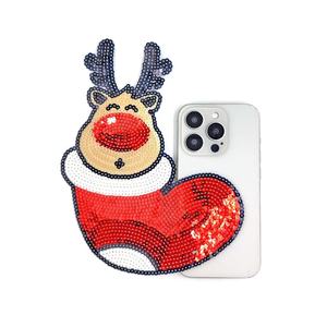 Écusson de Noël à repasser avec renne à l'intérieur d'une chaussette rouge - Product Image 2