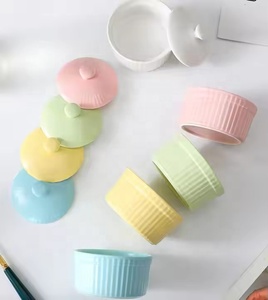 Plat à soufflé minimaliste en porcelaine avec couvercle, style nordique, pour desserts et cuisson, vaisselle de cuisine créative YY - Product Image 2