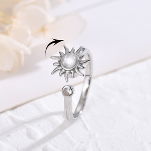 Rotating Sunflower <b>Ring</b> For Women Adjustable Jewelry With Pearl Center And Crystal Side Gift Fashion <b>Rings</b> - Product Image 1