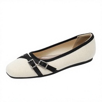 Mocassins plats Mary Jane à bout carré pour femmes, à enfiler, color block, en maille respirante, légers, décontractés et confortables pour l'été