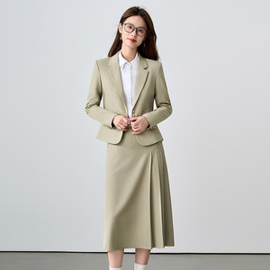 Women's Professional Suit Skirt Set Midi Length Three Quarter Sleeve Polyester Anti-Wrinkle Office Lady Formal Wear - Product Image 2