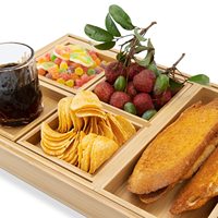 Plateau de service en bambou avec poignée, lot de 7, grand, moyen, petit et mini, empilables, multifonctionnels, couleur personnalisée