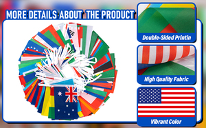 Guirnalda de Banderas de 100 Países, 84 Pies, Poliéster Resistente a la Decoloración, Bandera Mundial para Decoración de Fiestas, Clubes Deportivos, Aulas y Bares - Product Image 6