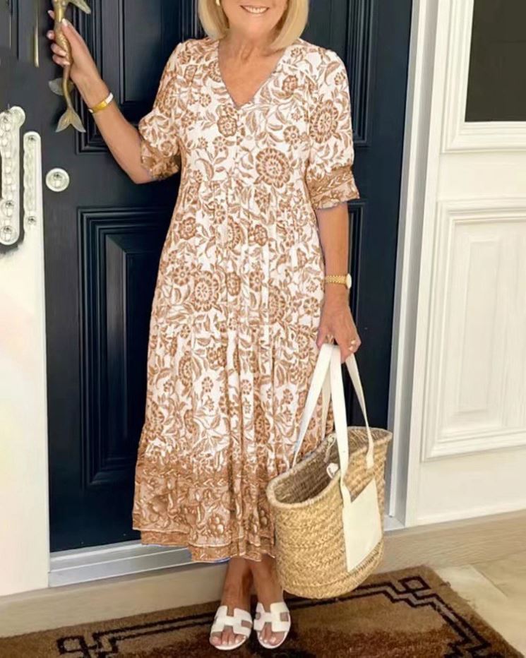 bohemian dresses wholesale Shop Our Women's Boho Fashion Summer V-Neck One-Shoulder Pleated Midi Dress issued-product-tag SIZE:UK 8