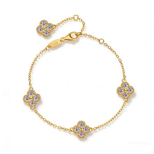 Conjunto de Collar, Pendientes y Pulsera de Plata 925 con Moissanita y Trébol de Cuatro Hojas para Mujer, Certificado de Valoración Nacional, Superventas - Product Image 3