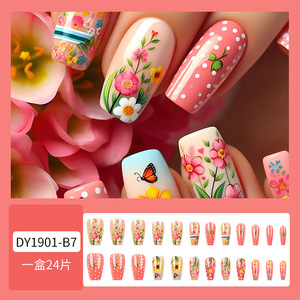 24 Uds Ballet Press on Nails Medium Spring Flower Butterfly Nail <span class=keywords><strong>Tips</strong></span> Adecuado <span class=keywords><strong>para</strong></span> manos, pies y <span class=keywords><strong>cuidado</strong></span> <span class=keywords><strong>de</strong></span> <span class=keywords><strong>uñas</strong></span> - Product Image 2