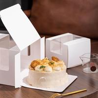 Grande boîte à gâteau rectangulaire transparente, boîte à gâteau blanche avec fenêtre, boîte à gâteau Kraft cadeau de mariage