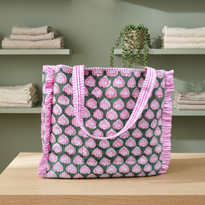 Nouveau sac fourre-tout élégant en coton matelassé uni pour femme, sac de plage et de shopping printemps-été avec fermeture éclair - Product Image 1
