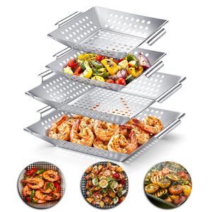 Panier de cuisson pour l'extérieur, panier de cuisson en acier inoxydable de qualité supérieure, accessoires de barbecue parfaits pour le poisson, les crevettes, les brochettes - Product Image 1