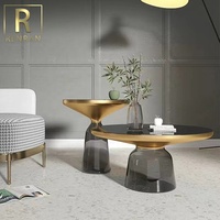 Tables basses en acrylique avec dessus en verre en acier inoxydable au design moderne nordique Meubles de luxe pour salon Ensemble de tables basses rondes en verre