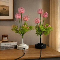 Lampe de table à fleurs artificielles LED, lys rouge araignée, veilleuse avec vase, pour cadeau, décoration de salon, bureau, maison