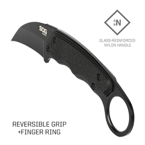 Couteau de survie SOG GB1002-CP Gambit Blackout Full Tang, lame fixe de 2,6 pouces, étui en nylon rigide, clip de ceinture réglable, noir - Product Image 4