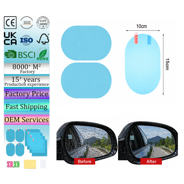 Wholesale High Quality Universal Fit Anti-Fog Anti-Rain Waterproof PVC Screen Protector for Car Rear-View Mirror Film Easy
