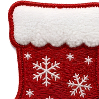 Patch brodé appliqué en forme de chaussette de Noël rouge, à coudre, pour vêtements, sacs et décoration intérieure