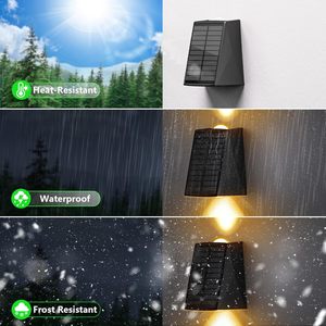 2W 2LED Solar Wall <b>Lights</b> IP65 Waterproof Outdoor Warm White 3500K <b>Battery</b> Operated Garden/Wall/Fence Mount Rechargeable - Product Image 3