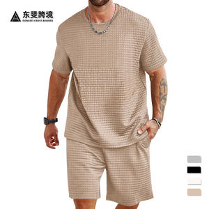 Conjunto Deportivo Informal para Hombre Dongfei, Camiseta de Cuello Redondo y Pantalones Cortos de Color Sólido, 2 Piezas, Poliéster, Ropa de Verano - Product Image 3