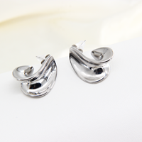 Vente en gros de boucles d'oreilles pendantes géométriques tendance en acier inoxydable plaqué argent de haute qualité, accessoires de mode, cadeau d'anniversaire pour femmes
