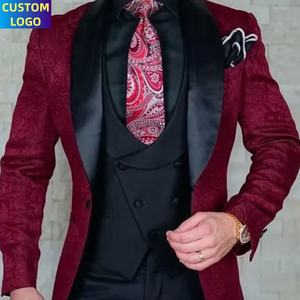 Chaqueta de <span class=keywords><strong>3</strong></span> piezas de talla grande con logotipo personalizado para hombre 7XL, traje Formal ajustado para boda y graduación para hombre - Product Image 3