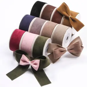 Factory Wholesale Single Face Soft Nylon Christmas Custom Size Clothing Decoration Velvet Ribbon Hair Bow Gift Ribbon Bow