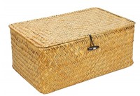 Panier à pain naturel avec panier à linge en métal 30X30, coffre en rotin plat, jonc de mer, plateau rectangulaire peu profond de 13 pouces, ultime