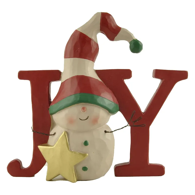 Snowman Joy Plaque Letter Decorated Christmas Snowman Gift 4.49'' Tall 218-13105