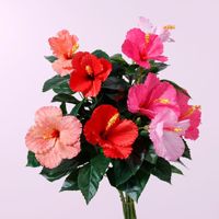 Bouquet de fleurs d'hibiscus parfumées réalistes, bouquet décoratif moderne pour le bureau, le jardin, la décoration de la maison, plantes artificielles, fleurs artificielles