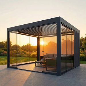 Salle de jardin en <span class=keywords><strong>aluminium</strong></span> fermée avec portes coulissantes en verre, véranda pour salon de jardin hivernal - Product Image 1