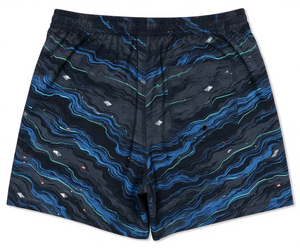 <b>Men's</b> Quick Dry Board <b>Shorts</b> Elastic Waist Drawstring Blue Wave Print <b>Swim</b> Trunks - Product Image 2