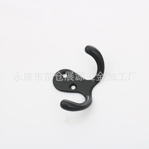 Zhanyuan Zinc Alloy Double <b>Hook</b> Black Powder Coated Minimalist Style Cabinet <b>Hook</b> For Wall Mounting - Product Image 4