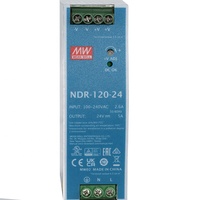 Alimentation électrique sur rail DIN série Mean Well NDR-120 120W AC-DC pour usage industriel ; Modèles NDR-120-24 et NDR-120-48