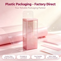Boîte en plastique rose personnalisée imprimée avec fente de suspension arrondie et fenêtre, emballage pour pinceaux cosmétiques, boîtes pliantes, impression numérique
