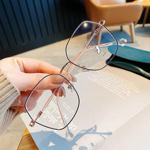 Nouvelles lunettes anti-lumière bleue pour ordinateur, monture carrée en métal, style coréen pour femmes, pont moyen irrégulier, verres PC anti-UV, lunettes optiques - Product Image 1