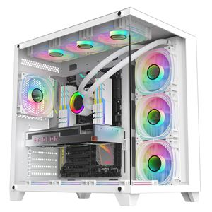 Boîtier d'ordinateur de jeu StellarSpark ATX de type Mid-Tower avec écran FHD de 9,16 pouces en verre incurvé, prend en charge les cartes mères BTF et les GPU PC de la série 50 - Product Image 6