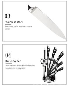 Juego de Cuchillos de Cocina Kitchenbliss de 9 Piezas, Acero Inoxidable, Afilador de Cuchillos, Tijeras, Pelador, Juego de Cuchillos Profesionales con Mango Hueco en Forma de Herradura - Product Image 5