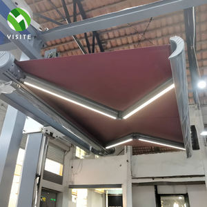 Toldo Retráctil a Rayas <span class=keywords><strong>para</strong></span> Exteriores con Estructura <span class=keywords><strong>de</strong></span> Aluminio Resistente, Operación Manual <span class=keywords><strong>para</strong></span> Jardín, Balcón, Terraza - Product Image 2