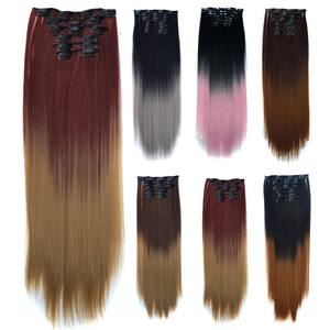 Extensions de <span class=keywords><strong>cheveux</strong></span> dégradées de couleur européennes et américaines 16 Card <span class=keywords><strong>Clip</strong></span> Hair 6 pièces - Product Image 2