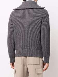 Suéter de algodón orgánico para hombre, Sudadera con capucha de punto con cuello levantado grueso y media cremallera de invierno personalizada para hombre - Product Image 3