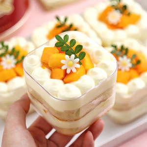 <strong>Square</strong> PS Tiramisu Cake <strong>Dessert</strong> Mousse <strong>Square</strong> Disposable Appetizer Sweets Jelly Cup <strong>Plastic</strong> Container - Product Image 1
