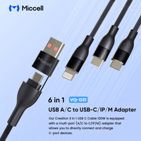 Kabel Data Charger OEM 3-in-1 3A Fast Charging Nylon Braid 100W PD Type-C ke Type-C Tembaga Murni untuk iPhone 16 15 14 Pro