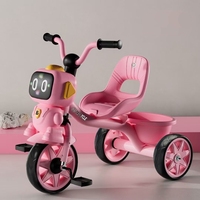 Tricycle en acier au design robotique pour enfants de 2 à 4 ans, poussette à pédales, chariot à main pour adulte, version export.