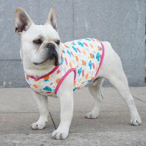 Gilet pour animaux de compagnie en fibre de bambou, fin et frais pour l'été, pour bouledogue français, petit chien, chien corpulent, rose fraise, bleu glace - Product Image 2