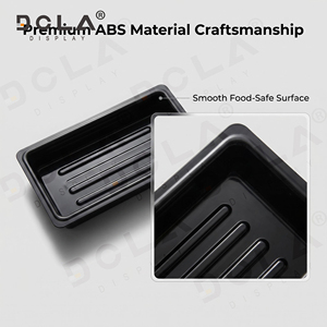 Plateau de présentation rectangulaire en ABS noir brillant pour <span class=keywords><strong>boucherie</strong></span> et comptoir réfrigéré de supermarché - Product Image 3