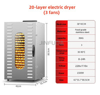 20 Trays Voedsel Dehydrator Gedroogde Mango Machine Roestvrij Staal Droger Fruit Snacks Droogmachine