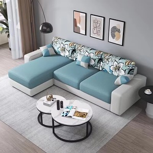 Sofá de Tela Más Vendido, Sofá Pequeño y Económico para Sala de Estar, Moderno Sofá en Forma de L, Juego de Muebles de 3 y 4 Plazas, Diseño Simple para el Hogar - Product Image 1