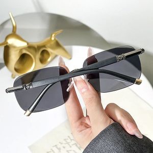 Gafas de Sol de Metal con Borde Cortado Sin Montura de Cristal, Nuevas 2024, para Pesca y Conducción, Gafas de Lujo para Hombre - Product Image 6