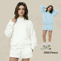 Ensemble 2 pièces pour femme : Sweat-shirt à col montant uni et short à cordon de serrage, coupe ample, style streetwear, survêtement de sport