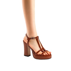 Sandalias <span class=keywords><strong>de</strong></span> Plataforma con Tacón Alto y Correa en T para <span class=keywords><strong>Mujer</strong></span>, Marca Moncheer, con Tacón Cuadrado y Diseño Brillante con Estampado <span class=keywords><strong>de</strong></span> Cocodrilo - Product Image 1